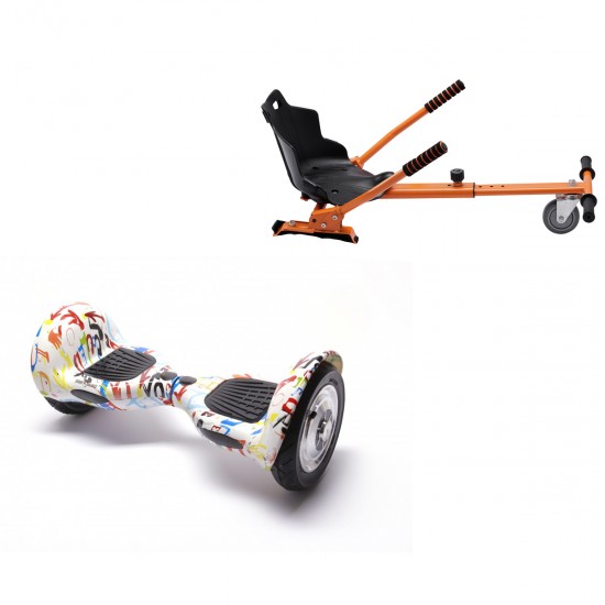 Elektromos Hoverboard Standard GoKart Szett, 10 colos, Off-Road Splash, Standard Hatótávolság, és Narancs Hoverkart, Smart Balance
