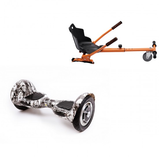 Elektromos Hoverboard Standard GoKart Szett, 10 colos, Off-Road SkullHead, Standard Hatótávolság, és Narancs Hoverkart, Smart Balance