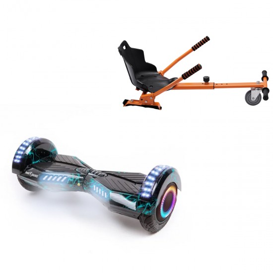 Elektromos Hoverboard Standard GoKart Szett, 6.5 colos, Transformers Thunderstorm PRO, Nagy Hatótávolság, és Narancs Hoverkart, Smart Balance