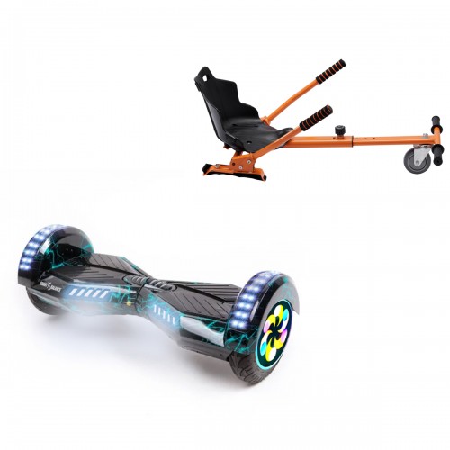 Elektromos Hoverboard Standard GoKart Szett, 8 colos, Transformers Thunderstorm PRO, Nagy Hatótávolság, és Narancs Hoverkart, Smart Balance