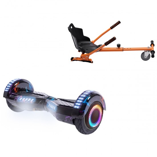 Elektromos Hoverboard Standard GoKart Szett, 6.5 colos, Transformers Thunderstorm Blue PRO, Nagy Hatótávolság, és Narancs Hoverkart, Smart Balance