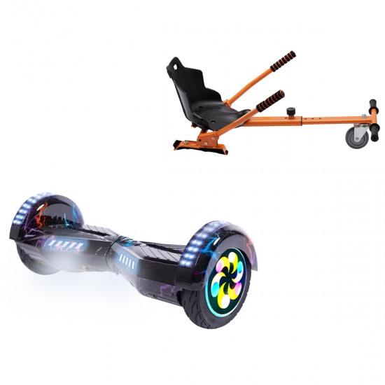 Elektromos Hoverboard Standard GoKart Szett, 8 colos, Transformers Thunderstorm Blue PRO, Standard Hatótávolság, és Narancs Hoverkart, Smart Balance