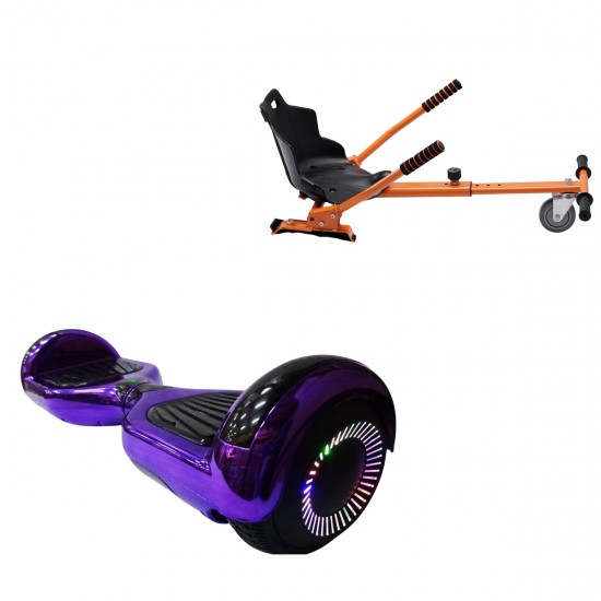 Elektromos Hoverboard Standard GoKart Szett, 6.5 colos, Regular ElectroPurple PRO, Standard Hatótávolság, és Narancs Hoverkart, Smart Balance