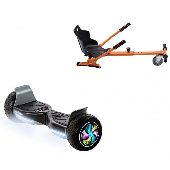 Elektromos Hoverboard Standard GoKart Szett, 8.5 colos, Hummer Black PRO, Nagy Hatótávolság, és Narancs Hoverkart, Smart Balance