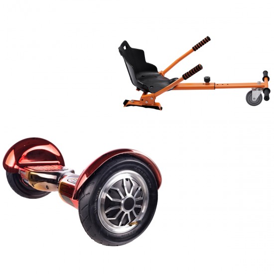 Elektromos Hoverboard Standard GoKart Szett, 10 colos, Off-Road Sunset, Nagy Hatótávolság, és Narancs Hoverkart, Smart Balance