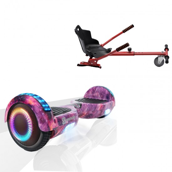 Elektromos Hoverboard Standard GoKart Szett, 6.5 colos, Regular Galaxy Pink PRO, Standard Hatótávolság, és Piros Hoverkart, Smart Balance