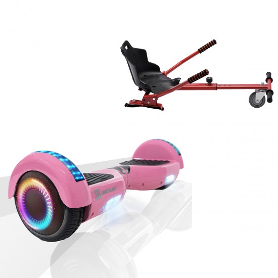 Elektromos Hoverboard Standard GoKart Szett, 6.5 colos, Regular Pink PRO, Standard Hatótávolság, és Piros Hoverkart, Smart Balance