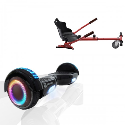 Elektromos Hoverboard Standard GoKart Szett, 6.5 colos, Regular Black PRO, Nagy Hatótávolság, és Piros Hoverkart, Smart Balance