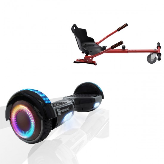 Elektromos Hoverboard Standard GoKart Szett, 6.5 colos, Regular Black PRO, Nagy Hatótávolság, és Piros Hoverkart, Smart Balance