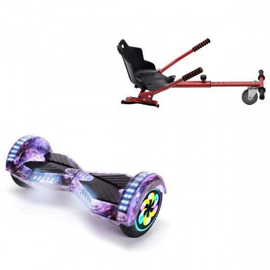 Elektromos Hoverboard Standard GoKart Szett, 8 colos, Transformers Galaxy PRO, Nagy Hatótávolság, és Piros Hoverkart, Smart Balance