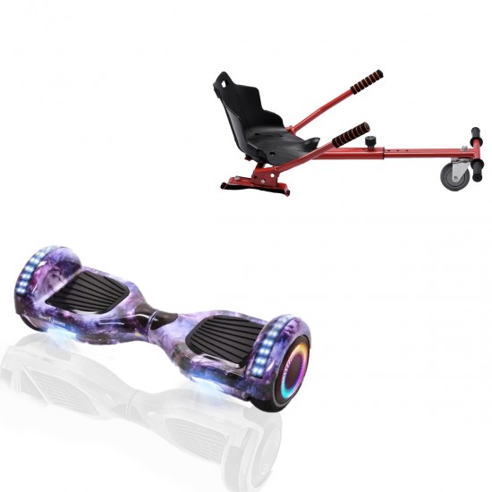 Elektromos Hoverboard Standard GoKart Szett, 6.5 colos, Regular Galaxy PRO, Nagy Hatótávolság, és Piros Hoverkart, Smart Balance