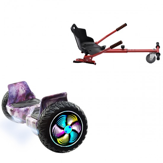 Elektromos Hoverboard Standard GoKart Szett, 8.5 colos, Hummer Galaxy PRO, Nagy Hatótávolság, és Piros Hoverkart, Smart Balance