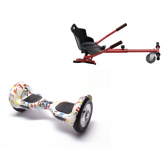 Elektromos Hoverboard Standard GoKart Szett, 10 colos, Off-Road Splash, Nagy Hatótávolság, és Piros Hoverkart, Smart Balance