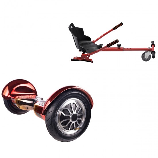 Elektromos Hoverboard Standard GoKart Szett, 10 colos, Off-Road Sunset, Nagy Hatótávolság, és Piros Hoverkart, Smart Balance