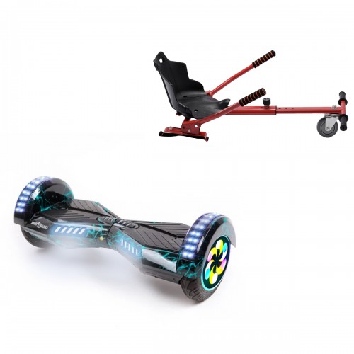 Elektromos Hoverboard Standard GoKart Szett, 8 colos, Transformers Thunderstorm PRO, Nagy Hatótávolság, és Piros Hoverkart, Smart Balance