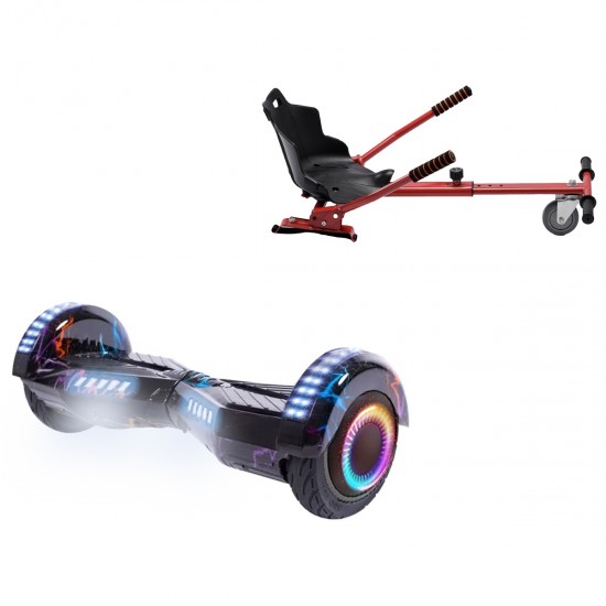 Elektromos Hoverboard Standard GoKart Szett, 6.5 colos, Transformers Thunderstorm Blue PRO, Nagy Hatótávolság, és Piros Hoverkart, Smart Balance