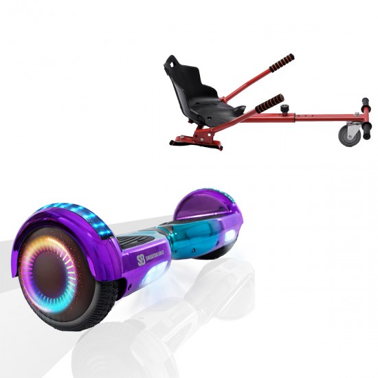 Elektromos Hoverboard Standard GoKart Szett, 6.5 colos, Regular Dakota PRO LED, Nagy Hatótávolság, és Piros Hoverkart, Smart Balance