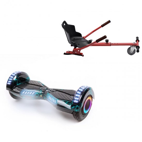 Elektromos Hoverboard Standard GoKart Szett, 6.5 colos, Transformers Thunderstorm PRO, Nagy Hatótávolság, és Piros Hoverkart, Smart Balance