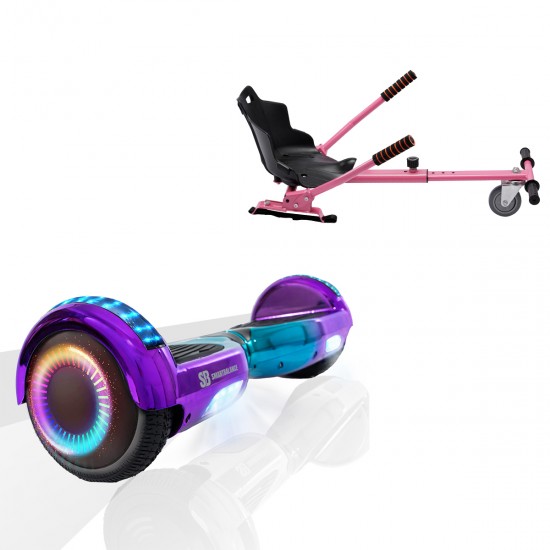 Elektromos Hoverboard Standard GoKart Szett, 6.5 colos, Regular Dakota PRO LED, Nagy Hatótávolság, és Rózsaszín Hoverkart, Smart Balance
