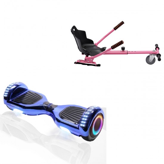Elektromos Hoverboard Standard GoKart Szett, 6.5 colos, Regular ElectroBlue PRO, Nagy Hatótávolság, és Rózsaszín Hoverkart, Smart Balance
