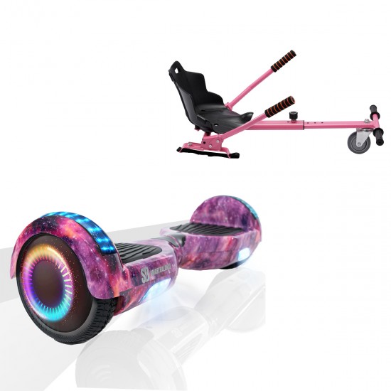 Elektromos Hoverboard Standard GoKart Szett, 6.5 colos, Regular Galaxy Pink PRO, Standard Hatótávolság, és Rózsaszín Hoverkart, Smart Balance