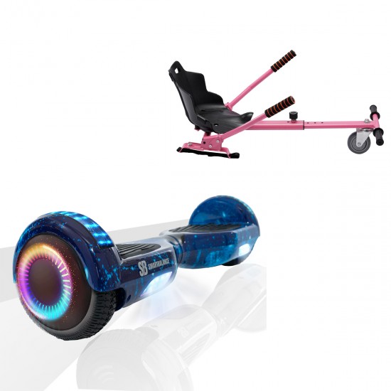 Elektromos Hoverboard Standard GoKart Szett, 6.5 colos, Regular Galaxy Blue PRO, Nagy Hatótávolság, és Rózsaszín Hoverkart, Smart Balance