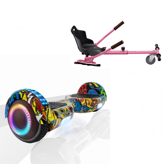 Elektromos Hoverboard Standard GoKart Szett, 6.5 colos, Regular HipHop PRO, Standard Hatótávolság, és Rózsaszín Hoverkart, Smart Balance