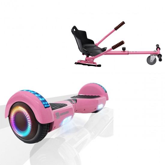 Elektromos Hoverboard Standard GoKart Szett, 6.5 colos, Regular Pink PRO, Nagy Hatótávolság, és Rózsaszín Hoverkart, Smart Balance