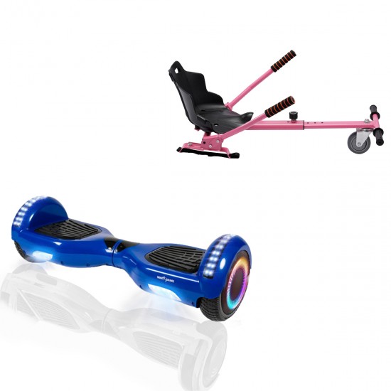 Elektromos Hoverboard Standard GoKart Szett, 6.5 colos, Regular Blue PRO, Nagy Hatótávolság, és Rózsaszín Hoverkart, Smart Balance