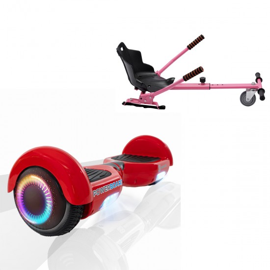 Elektromos Hoverboard Standard GoKart Szett, 6.5 colos, Regular Red PowerBoard PRO, Nagy Hatótávolság, és Rózsaszín Hoverkart, Smart Balance