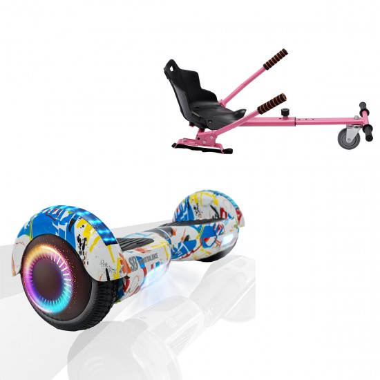 Elektromos Hoverboard Standard GoKart Szett, 6.5 colos, Regular Splash PRO, Standard Hatótávolság, és Rózsaszín Hoverkart, Smart Balance