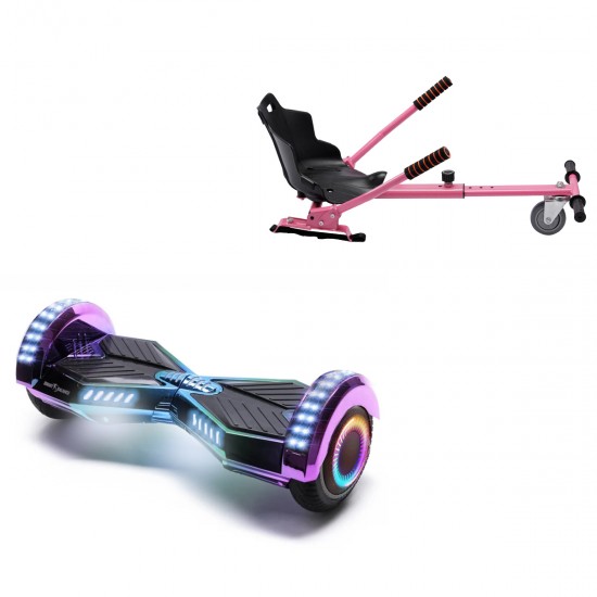 Elektromos Hoverboard Standard GoKart Szett, 6.5 colos, Transformers Dakota PRO LED, Nagy Hatótávolság, és Rózsaszín Hoverkart, Smart Balance