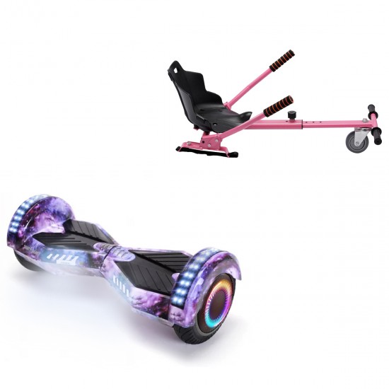 Elektromos Hoverboard Standard GoKart Szett, 6.5 colos, Transformers Galaxy PRO, Nagy Hatótávolság, és Rózsaszín Hoverkart, Smart Balance