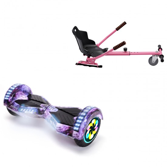 Elektromos Hoverboard Standard GoKart Szett, 8 colos, Transformers Galaxy PRO, Standard Hatótávolság, és Rózsaszín Hoverkart, Smart Balance