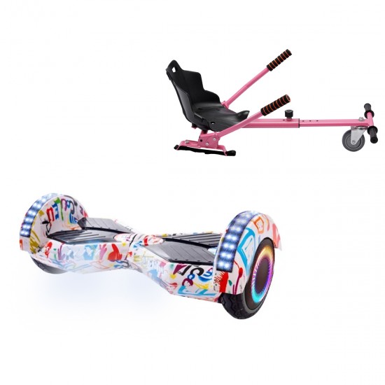 Elektromos Hoverboard Standard GoKart Szett, 6.5 colos, Transformers Splash PRO, Standard Hatótávolság, és Rózsaszín Hoverkart, Smart Balance