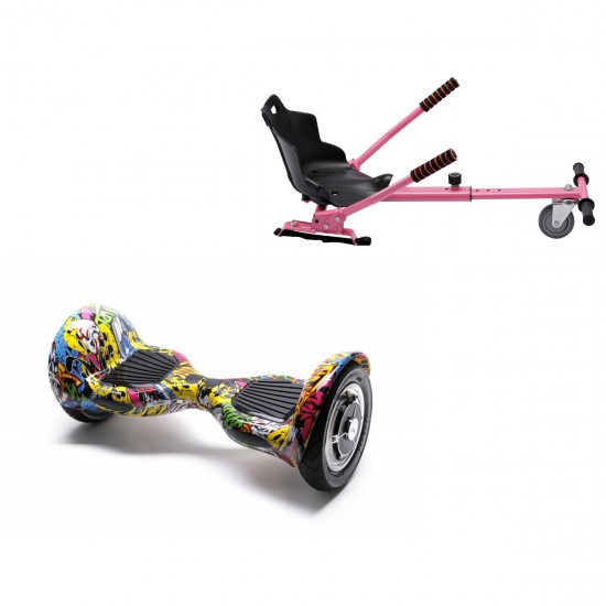 Elektromos Hoverboard Standard GoKart Szett, 10 colos, Off-Road HipHop, Nagy Hatótávolság, és Rózsaszín Hoverkart, Smart Balance