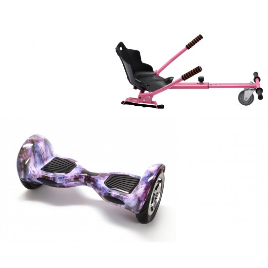 Elektromos Hoverboard Standard GoKart Szett, 10 colos, Off-Road Galaxy, Standard Hatótávolság, és Rózsaszín Hoverkart, Smart Balance