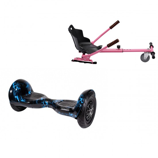 Elektromos Hoverboard Standard GoKart Szett, 10 colos, Off-Road Thunderstorm Blue, Nagy Hatótávolság, és Rózsaszín Hoverkart, Smart Balance