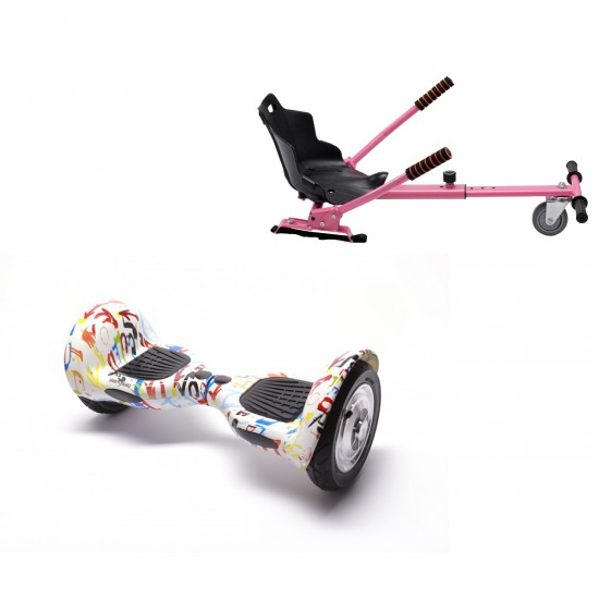 Elektromos Hoverboard Standard GoKart Szett, 10 colos, Off-Road Splash, Nagy Hatótávolság, és Rózsaszín Hoverkart, Smart Balance