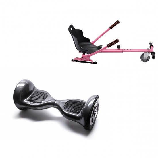 Elektromos Hoverboard Standard GoKart Szett, 10 colos, Off-Road Carbon, Nagy Hatótávolság, és Rózsaszín Hoverkart, Smart Balance