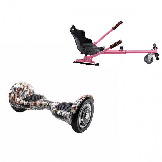 Elektromos Hoverboard Standard GoKart Szett, 10 colos, Off-Road Tattoo, Nagy Hatótávolság, és Rózsaszín Hoverkart, Smart Balance