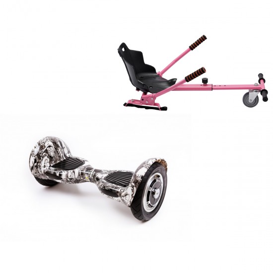 Elektromos Hoverboard Standard GoKart Szett, 10 colos, Off-Road SkullHead, Nagy Hatótávolság, és Rózsaszín Hoverkart, Smart Balance