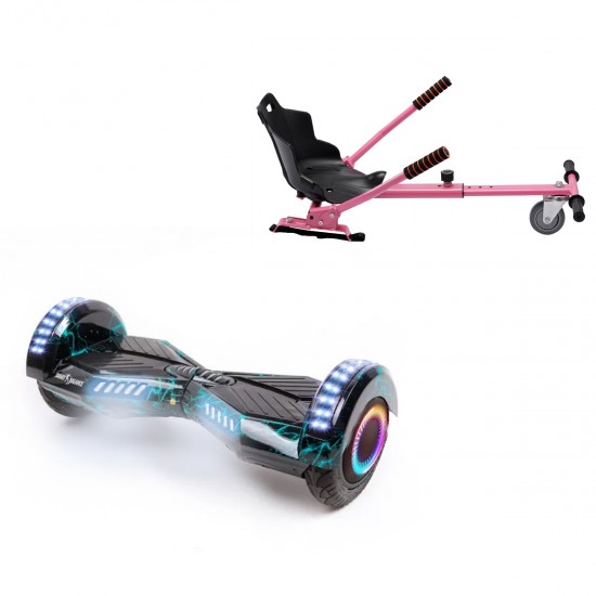 Elektromos Hoverboard Standard GoKart Szett, 6.5 colos, Transformers Thunderstorm PRO, Nagy Hatótávolság, és Rózsaszín Hoverkart, Smart Balance