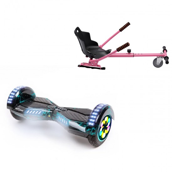 Elektromos Hoverboard Standard GoKart Szett, 8 colos, Transformers Thunderstorm PRO, Standard Hatótávolság, és Rózsaszín Hoverkart, Smart Balance