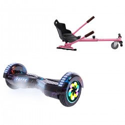 Elektromos Hoverboard Standard GoKart Szett, 8 colos, Transformers Thunderstorm Blue PRO, Standard Hatótávolság, és Rózsaszín Hoverkart, Smart Balance