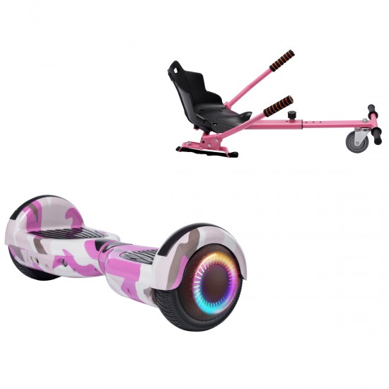 Elektromos Hoverboard Standard GoKart Szett, 6.5 colos, Regular Camouflage Pink PRO, Standard Hatótávolság, és Rózsaszín Hoverkart, Smart Balance