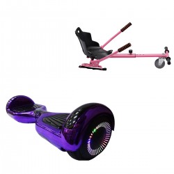 Elektromos Hoverboard Standard GoKart Szett, 6.5 colos, Regular ElectroPurple PRO, Standard Hatótávolság, és Rózsaszín Hoverkart, Smart Balance