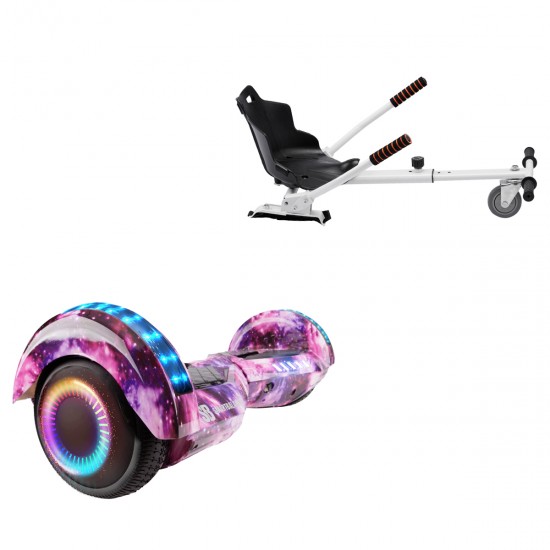 Elektromos Hoverboard Standard GoKart Szett, 6.5 colos, Transformers Galaxy Pink PRO, Standard Hatótávolság, és Fehér Hoverkart, Smart Balance