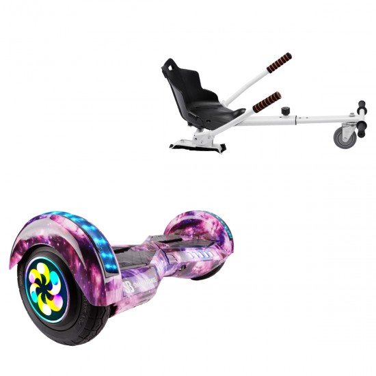 Elektromos Hoverboard Standard GoKart Szett, 8 colos, Transformers Galaxy Pink PRO, Standard Hatótávolság, és Fehér Hoverkart, Smart Balance