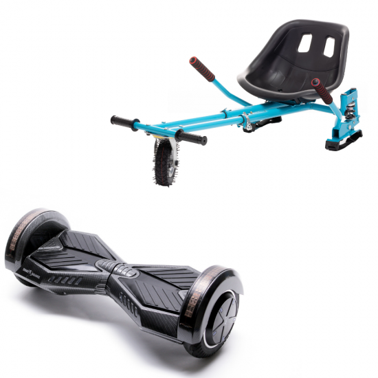 Hoverboard Go Kart Csomag, 6.5 Inch-es, Teljesítménye 700W, Bluetooth-os beépített hangszórók, Led-ek, Kék Hoverkart Felfüggesztésekkel, Smart Balance Transformers Carbon 1
